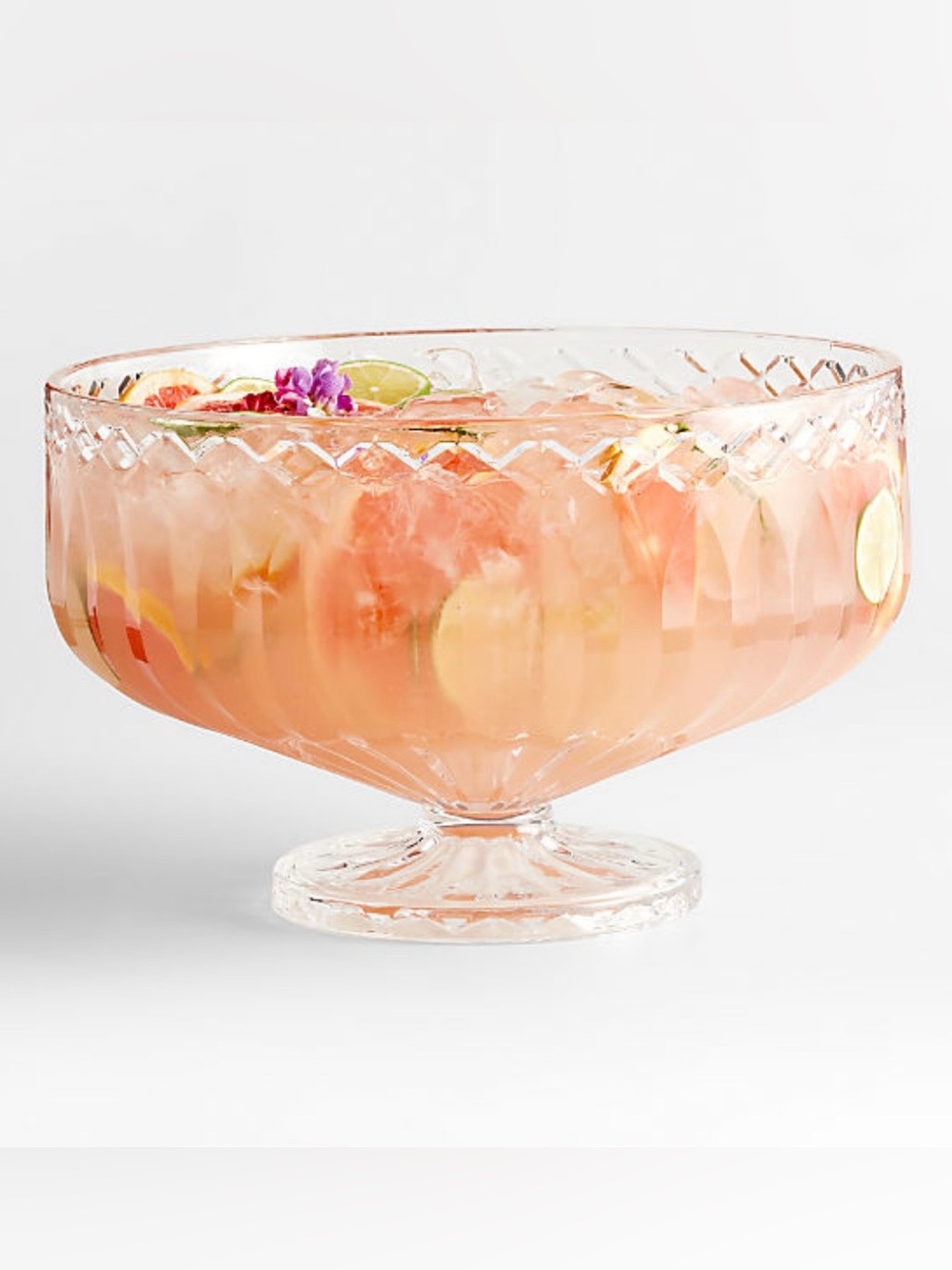 New! Crate&Barrel X-LARGE Clear Glass Footed Punch Bowl